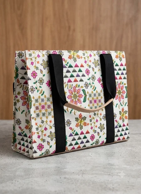 Stylish Embroidered Printed Tote Bag For Daily Use